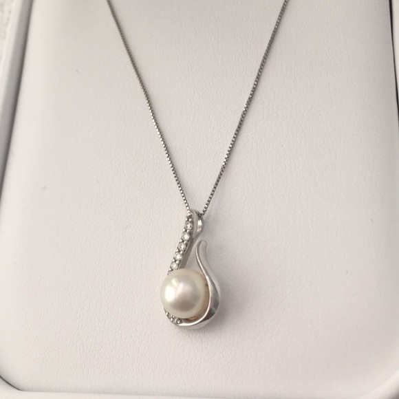 Pearl necklace 14k white gold - Picture 3 of 8